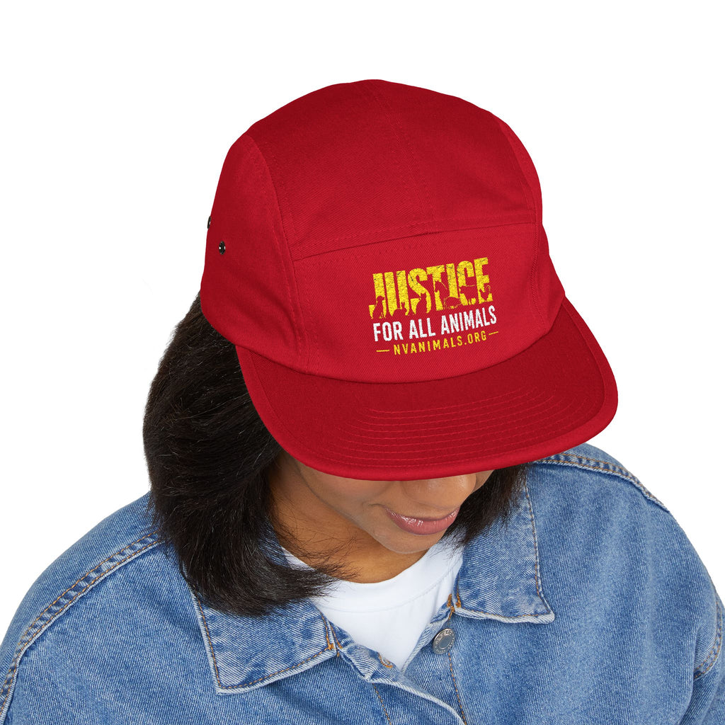 Embroidered Justice For All Animals 5-Panel Cap
