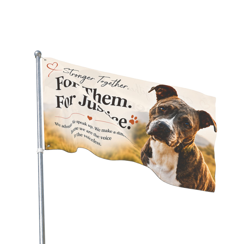 For Them. For Justice. Double-Sided Animal Rescue Flag Black