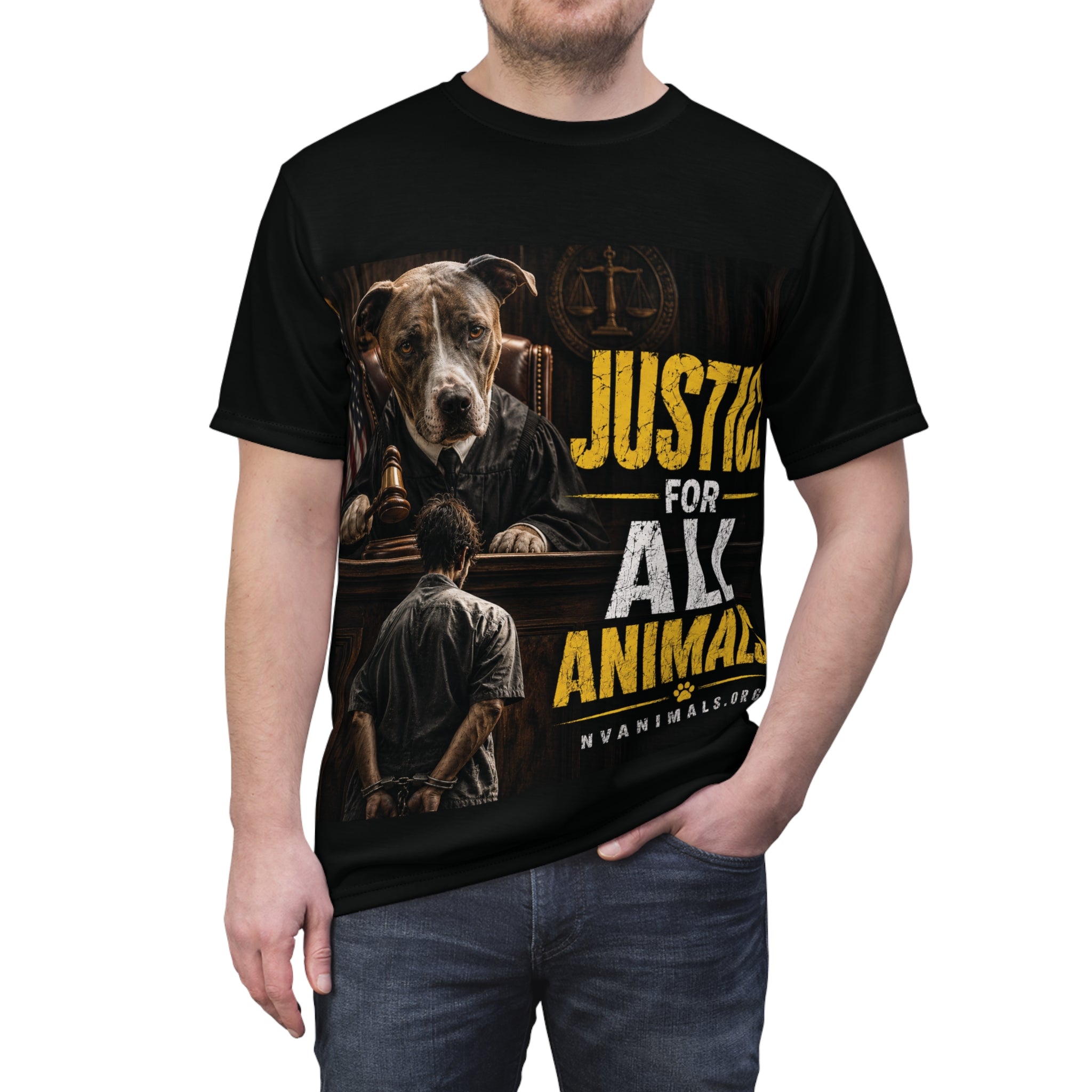 T-Shirt - Animal Rights Protest Tee Justice for All Animals Dog as Judge