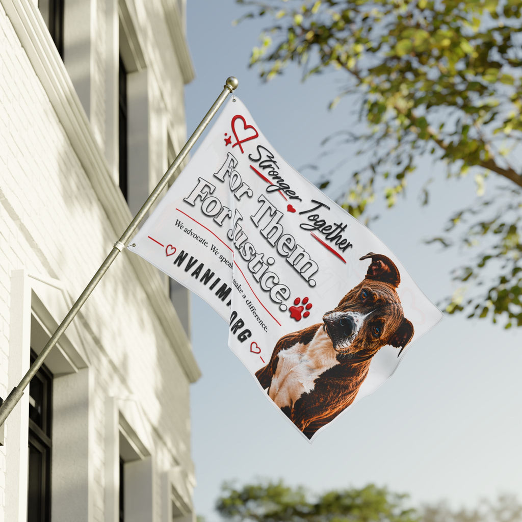 For Them. For Justice. Double-Sided Animal Rescue Flag White