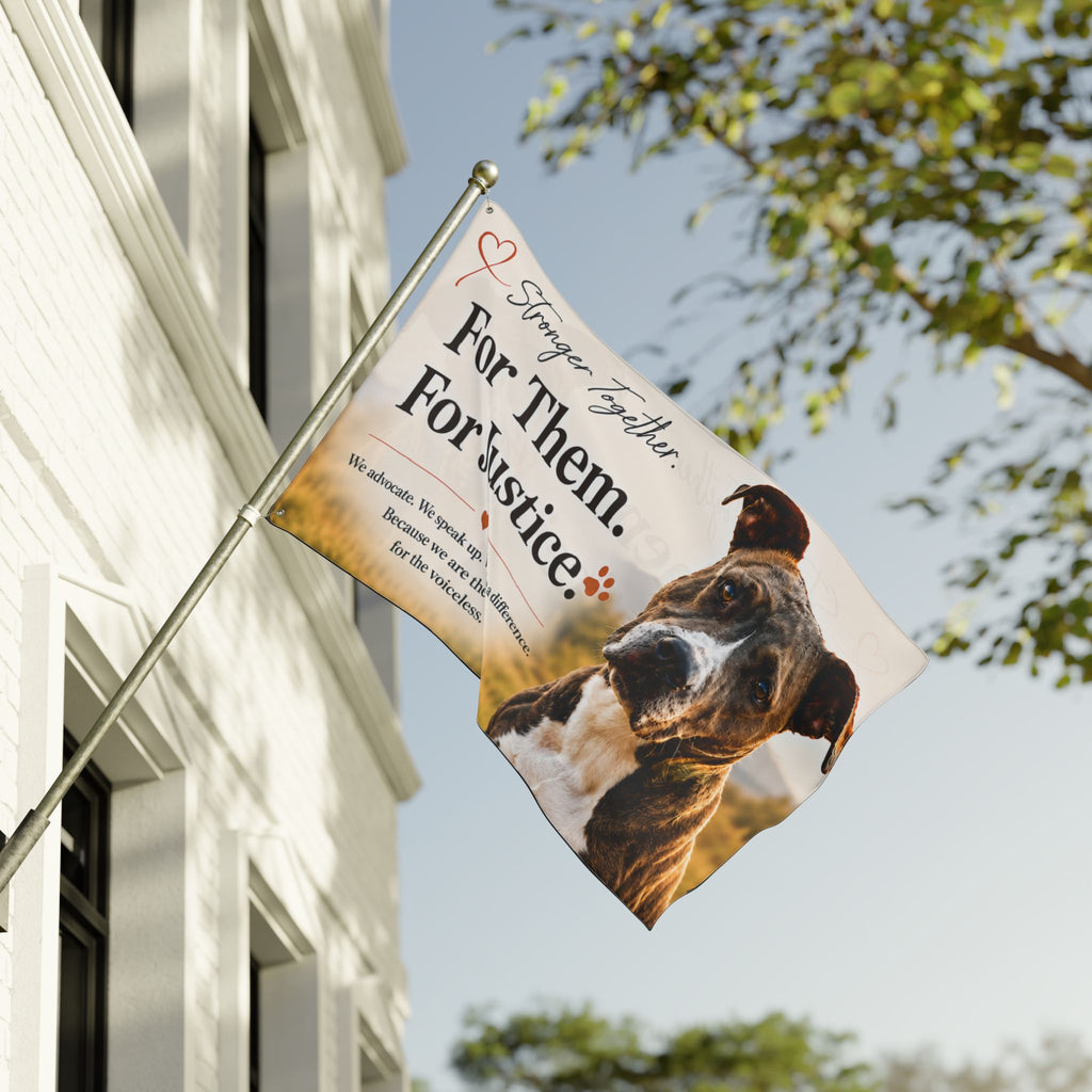 For Them. For Justice. Double-Sided Animal Rescue Flag Black