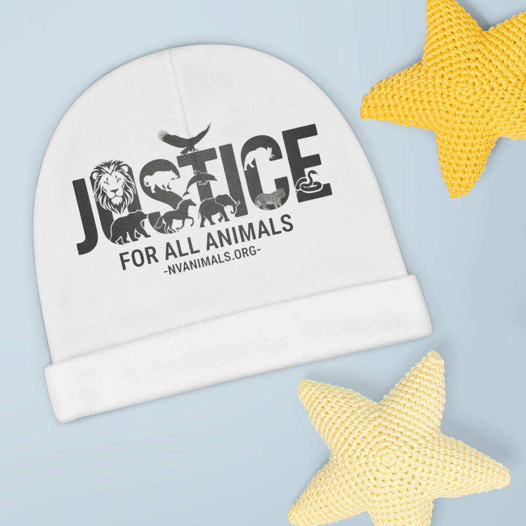 Baby Beanie — "Justice for All Animals" Infant Hat (Animal Rescue Advocacy)