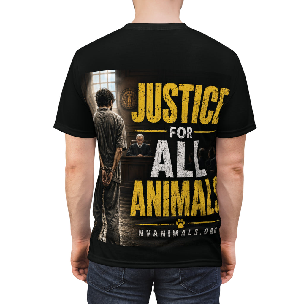 T-Shirt - Animal Rights Protest Tee Justice for All Animals Man in Court