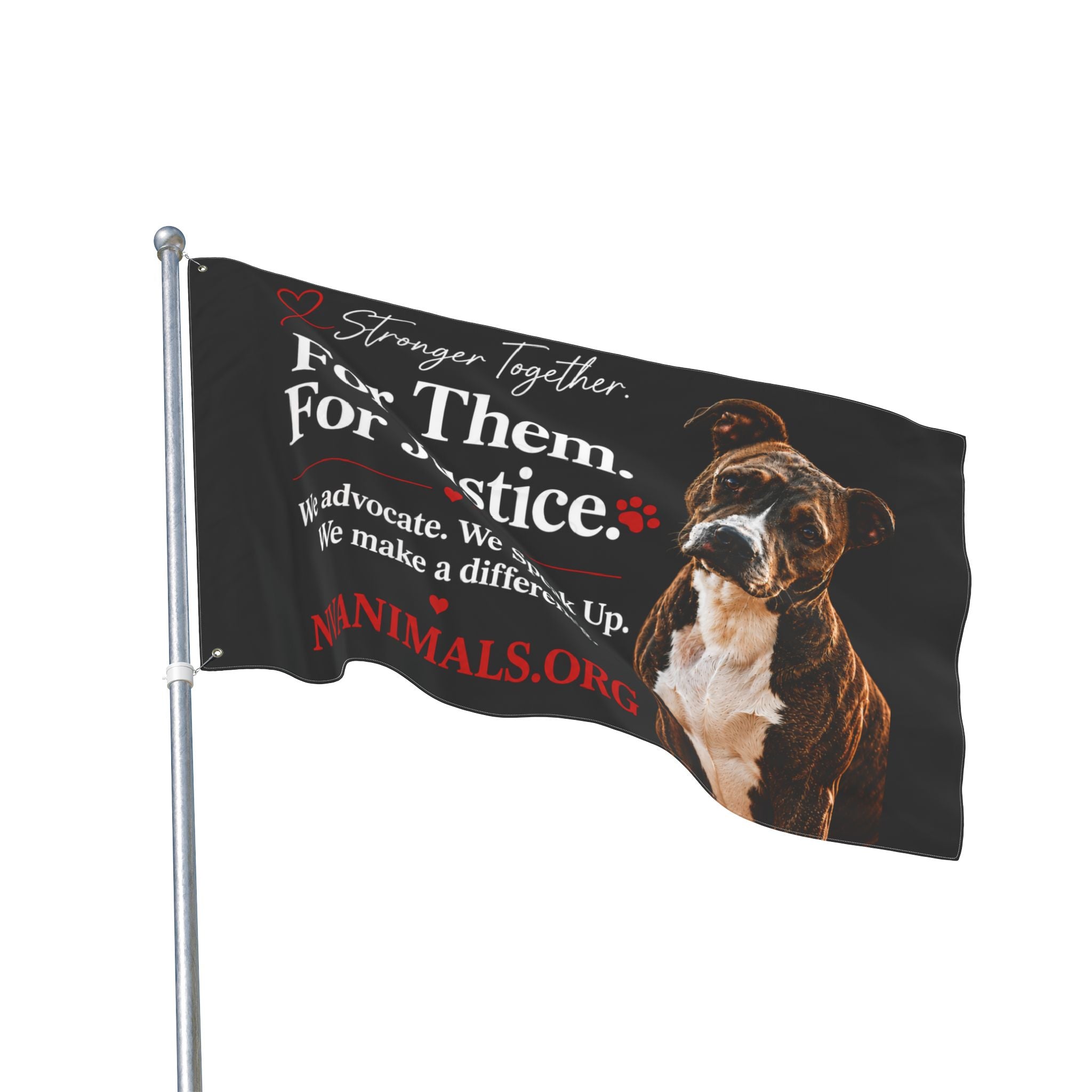 For Them. For Justice. Double-Sided Animal Rescue Flag Black