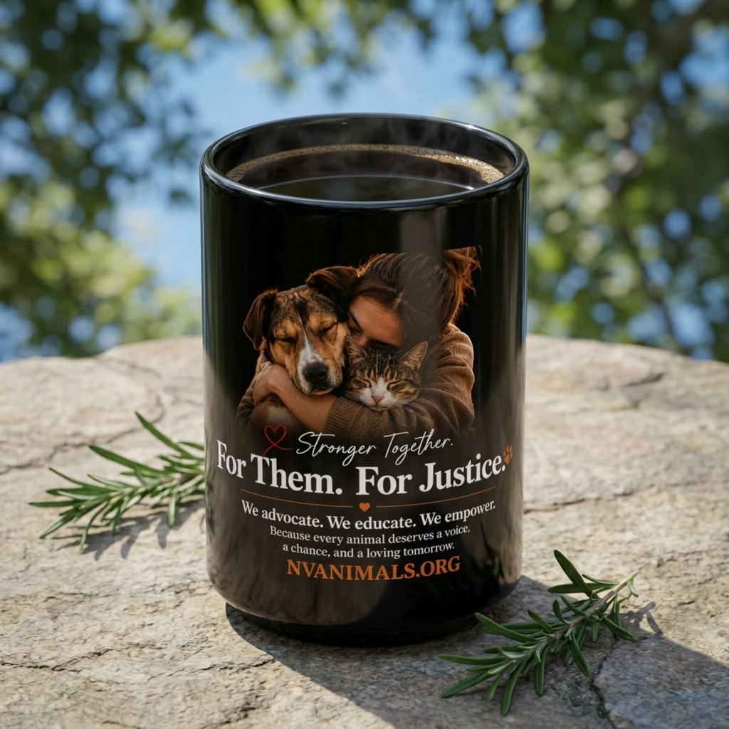 For Them. For Justice. Animal Rescue Support Black Mug 15oz)