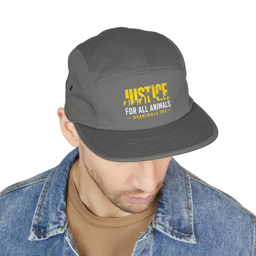 Embroidered Justice For All Animals 5-Panel Cap