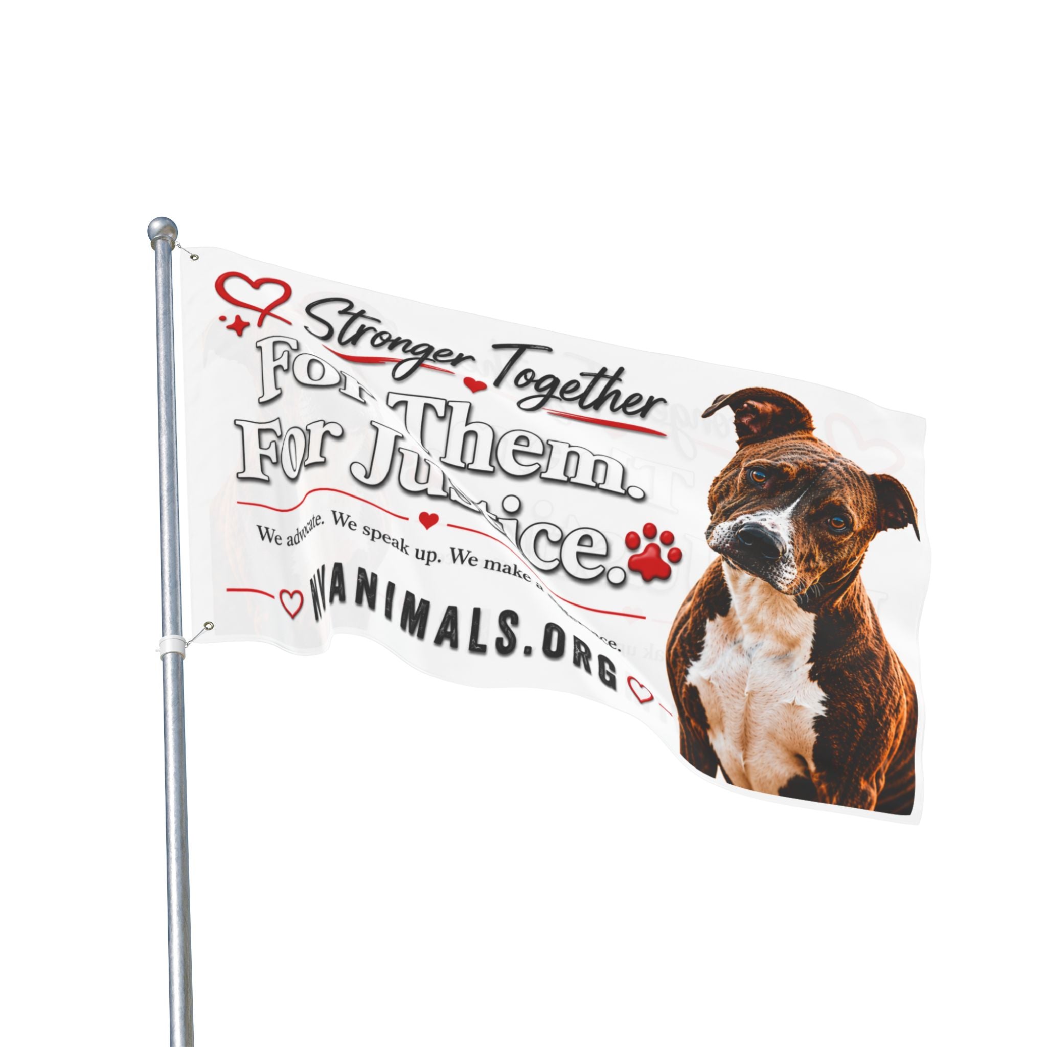 For Them. For Justice. Double-Sided Animal Rescue Flag White