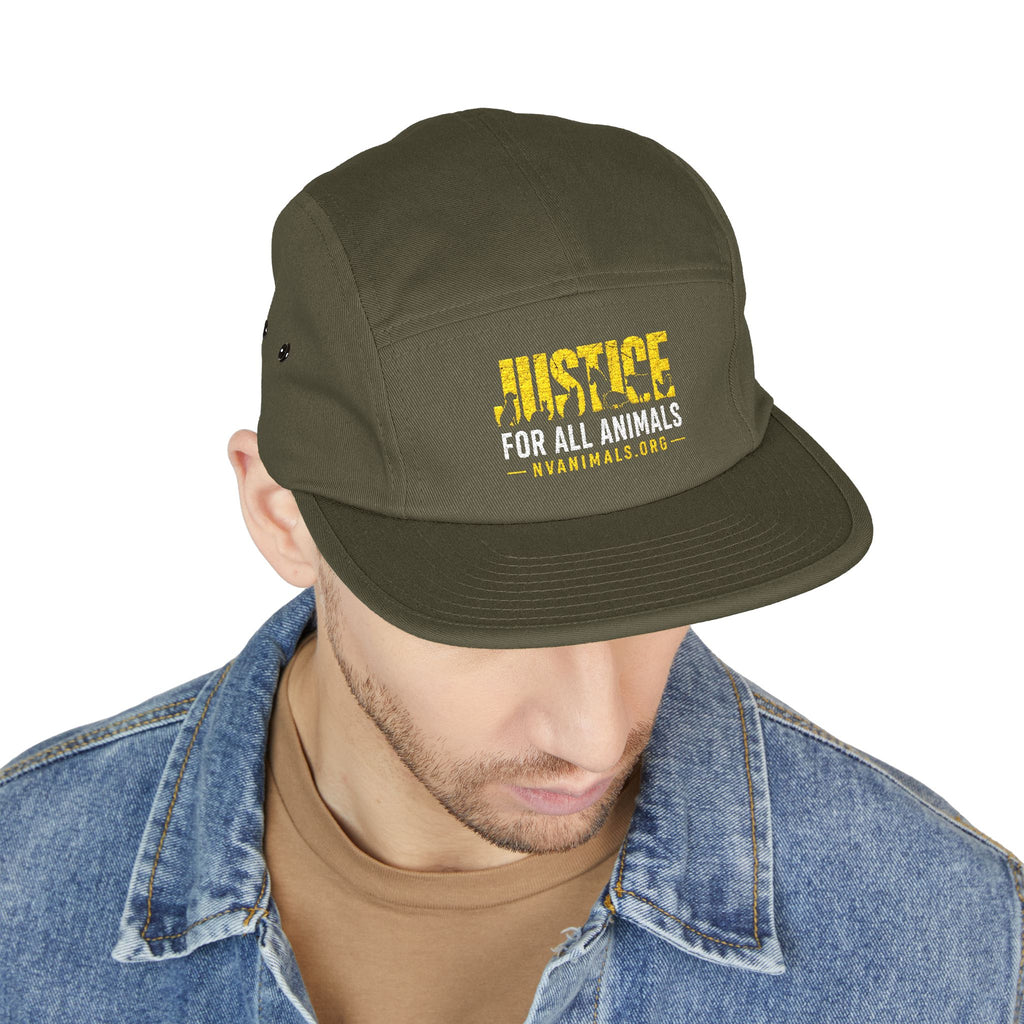 Embroidered Justice For All Animals 5-Panel Cap
