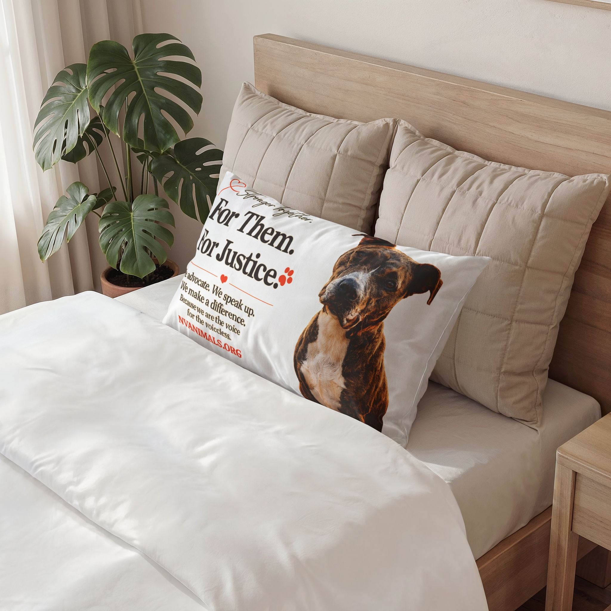 For Them. For Justice. Dog Rescue Pillow Sham – Animal Advocacy Cotton Pillowcase