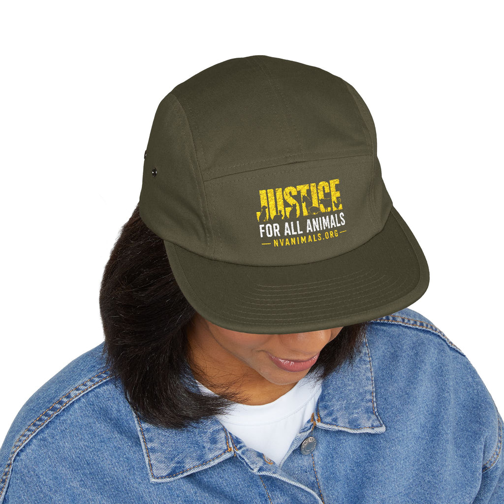 Embroidered Justice For All Animals 5-Panel Cap