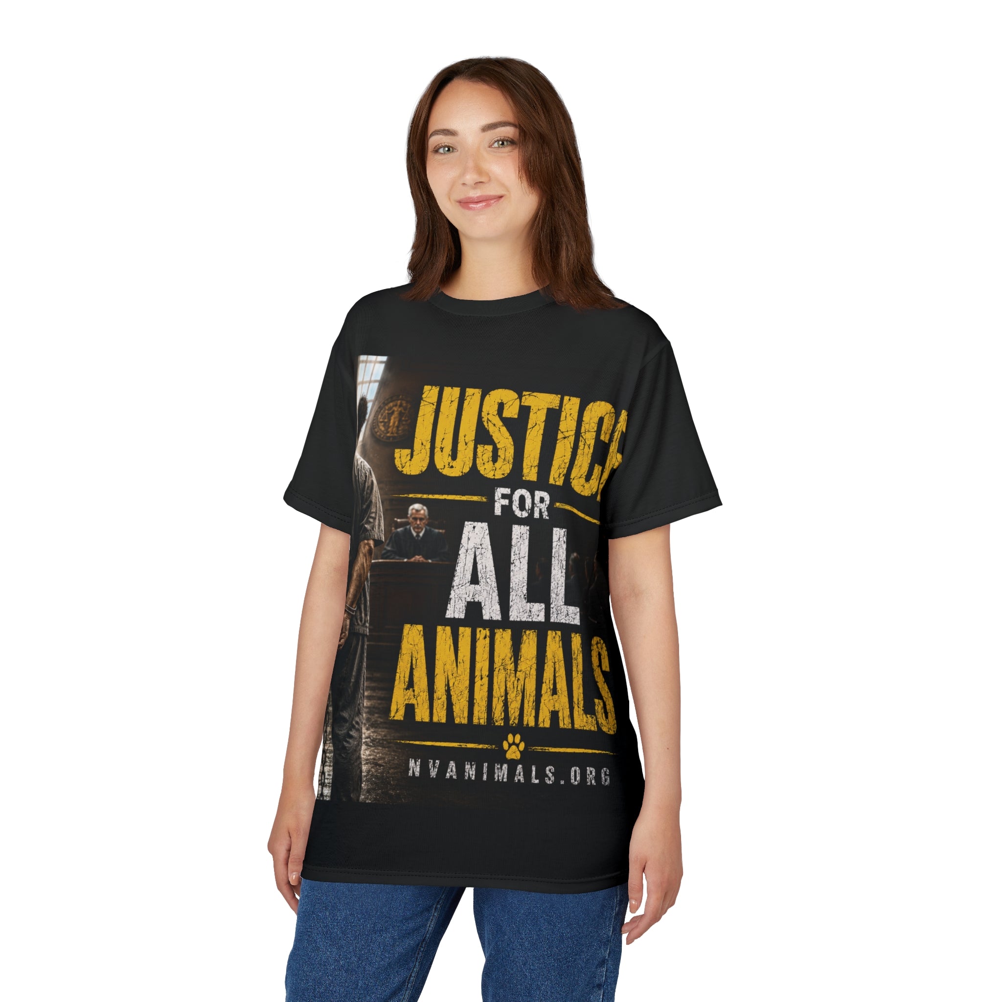 T-Shirt - Animal Rights Protest Tee Justice for All Animals Man in Court
