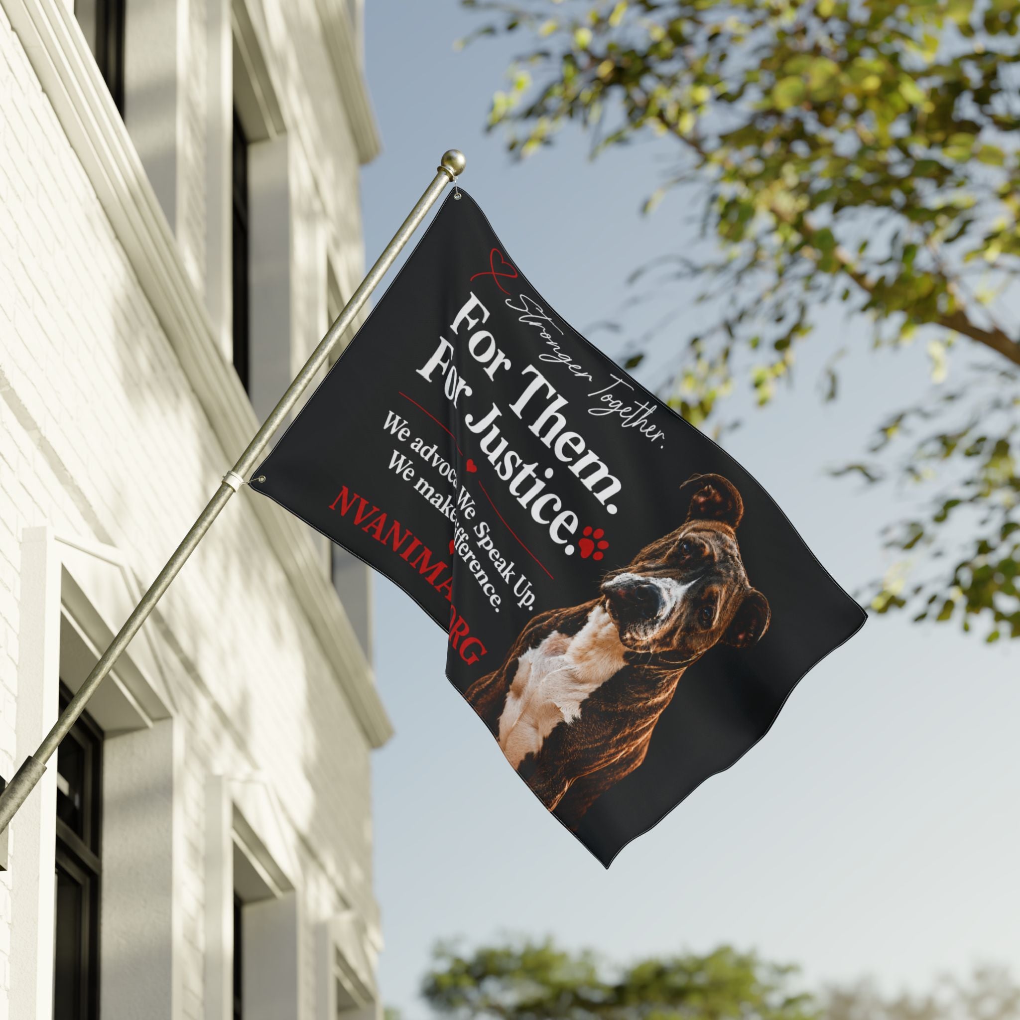 For Them. For Justice. Double-Sided Animal Rescue Flag Black