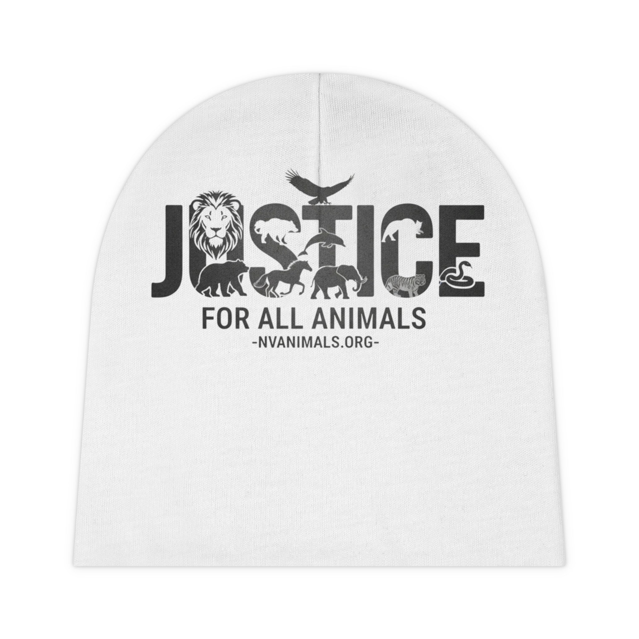 Baby Beanie — "Justice for All Animals" Infant Hat (Animal Rescue Advocacy)