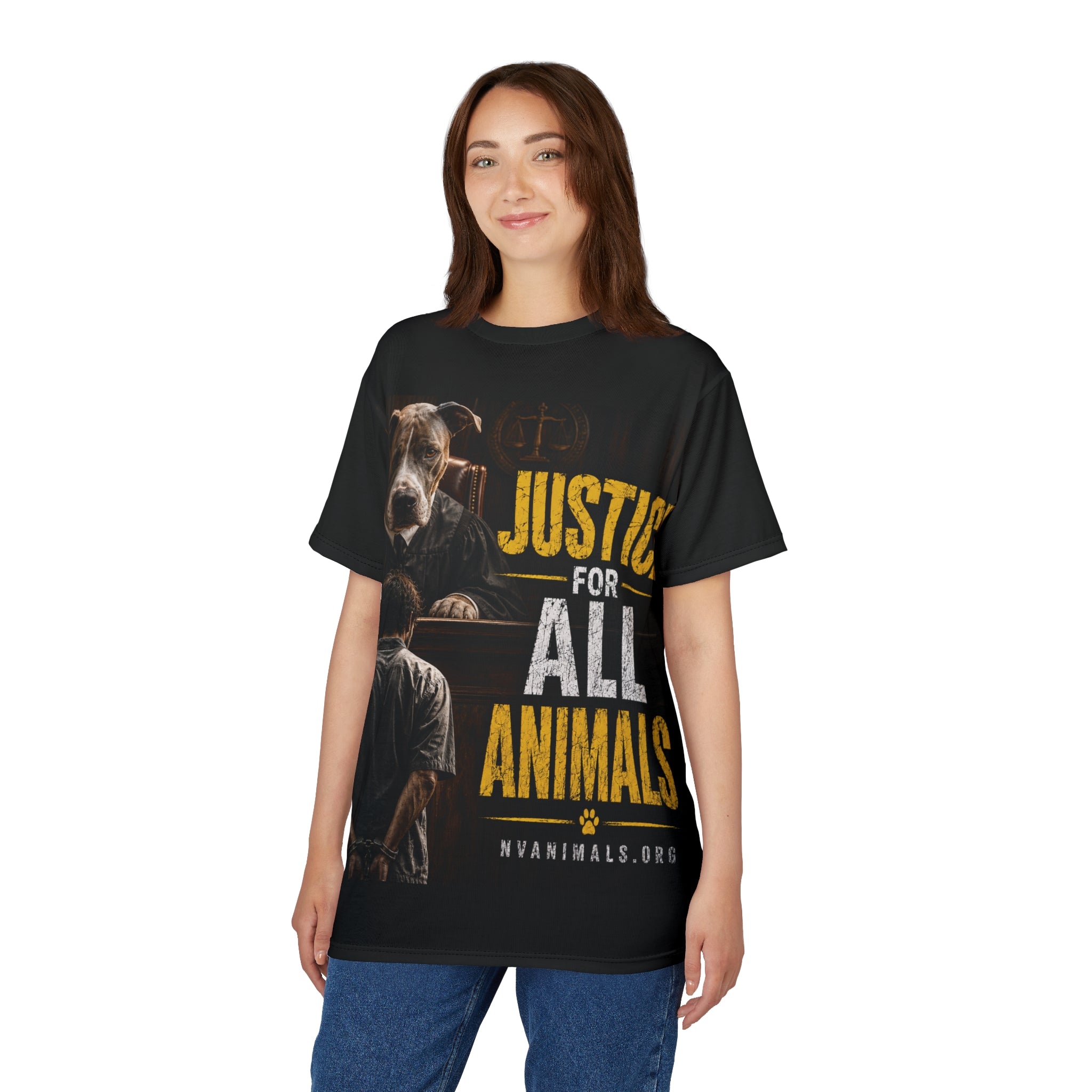 T-Shirt - Animal Rights Protest Tee Justice for All Animals Dog as Judge