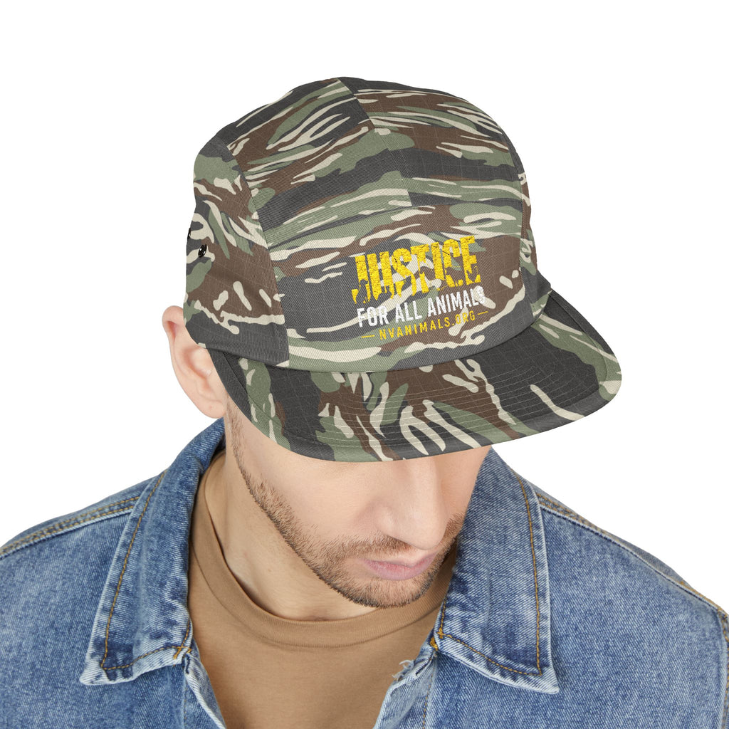 Embroidered Justice For All Animals 5-Panel Cap